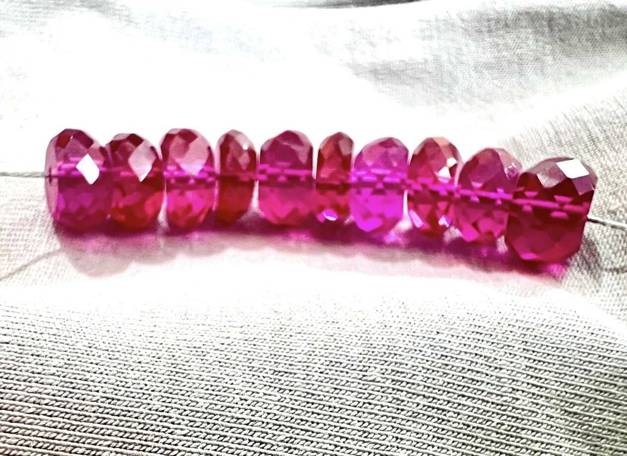 Rare Beautiful Ruby Sapphire Faceted Rondelle Beads Gemstone 10 Pieces beads.