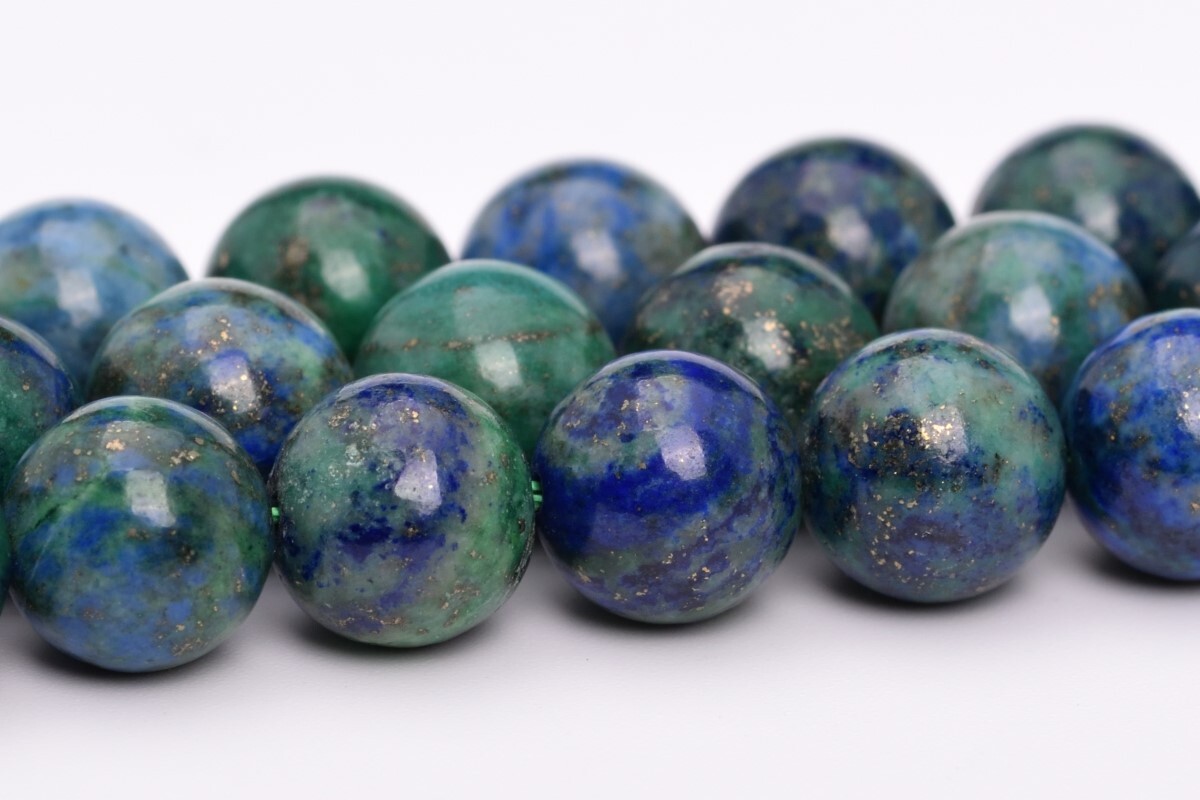 Green Blue Azurite Grade AAA Round Gemstone Loose Beads 4/5-6/8/10/15-16MM