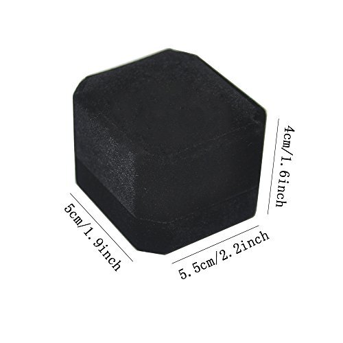 Set of 2 Unit Classic Velvet Couple Ring Box Black Box for Ring Or Earring