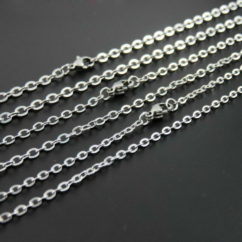1.5-3.2mm 16″-32″ Wholesale In Bulk Stainless Steel Silver Oval Chain Necklace