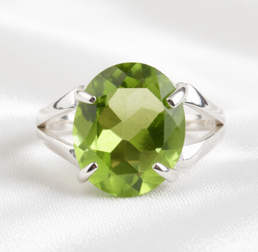 Elegant Peridot Gemstone 925 Sterling Silver Handmade Jewelry Ring All Size