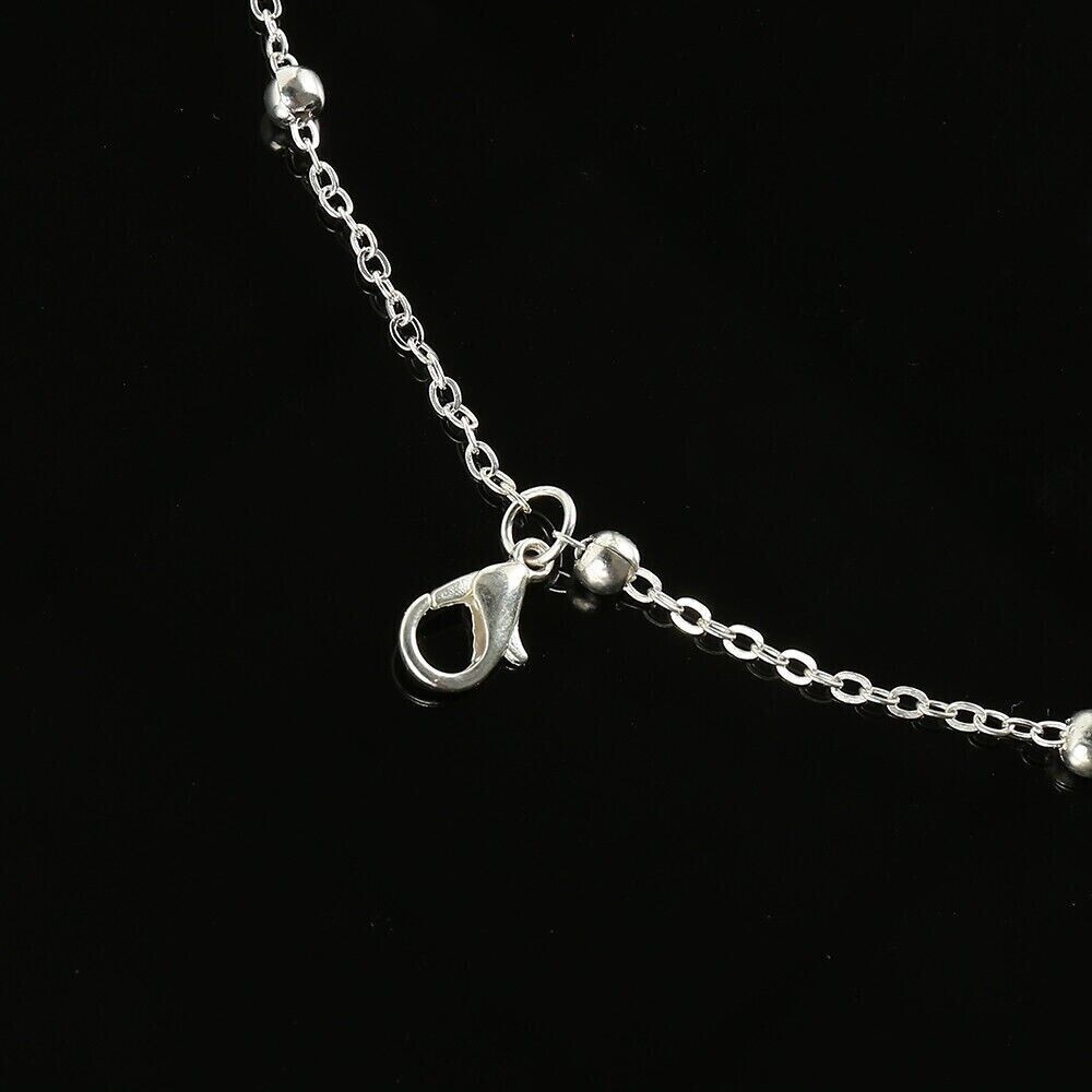 New Women Ankle Bracelet 925 Sterling Anklet Silver Boho Foot Chain Beach Sliver
