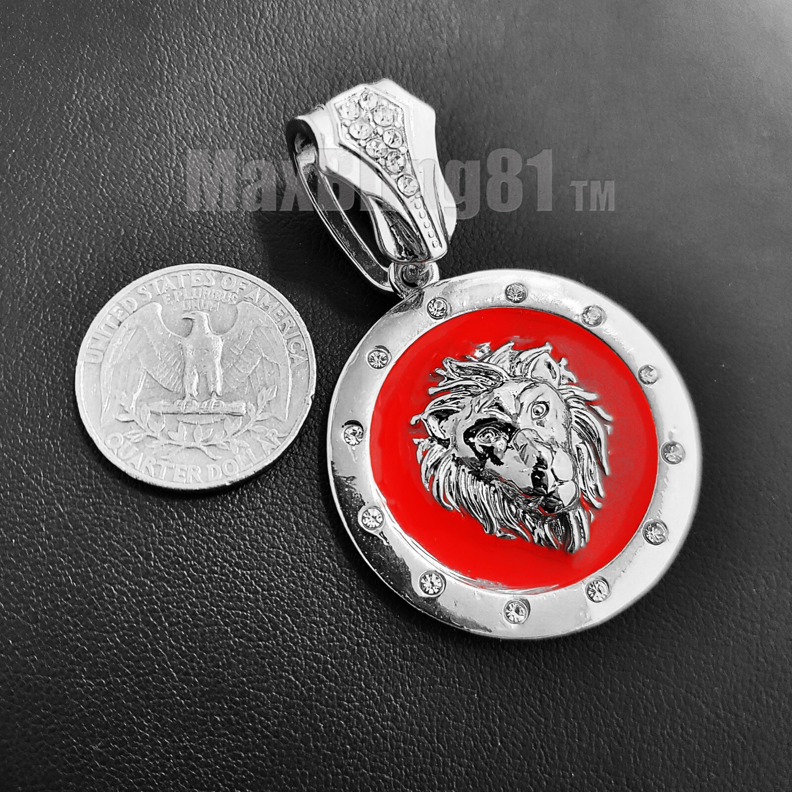 Silver Plated Alloy Lion Pendant 16″ 18″ 20″ Iced Cubic Zirconia Chain Necklace