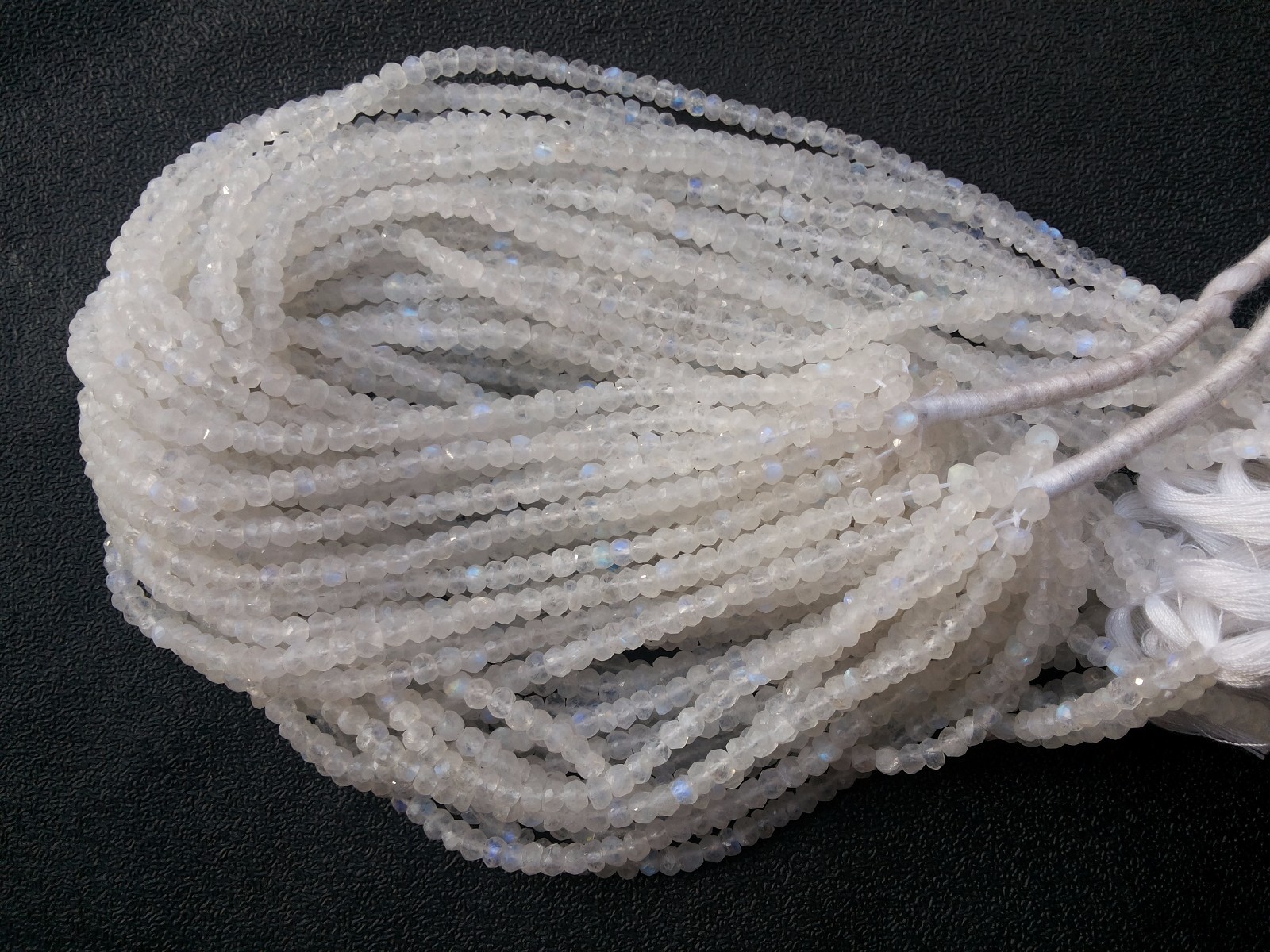 10 Strand Natural Rainbow Moonstone Rondelle Faceted 4-4.5mm Loose Beads 12″inch