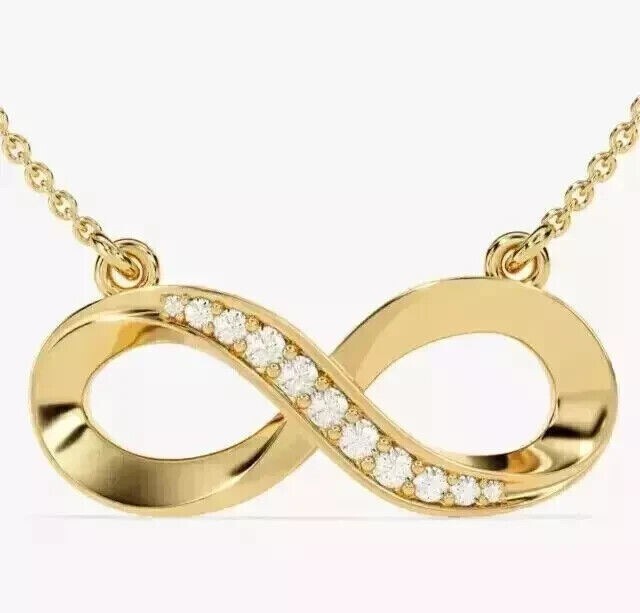 1Ct Round Cut Simulated Diamond Women’s Infinity Pendant 14K Yellow Gold Plated