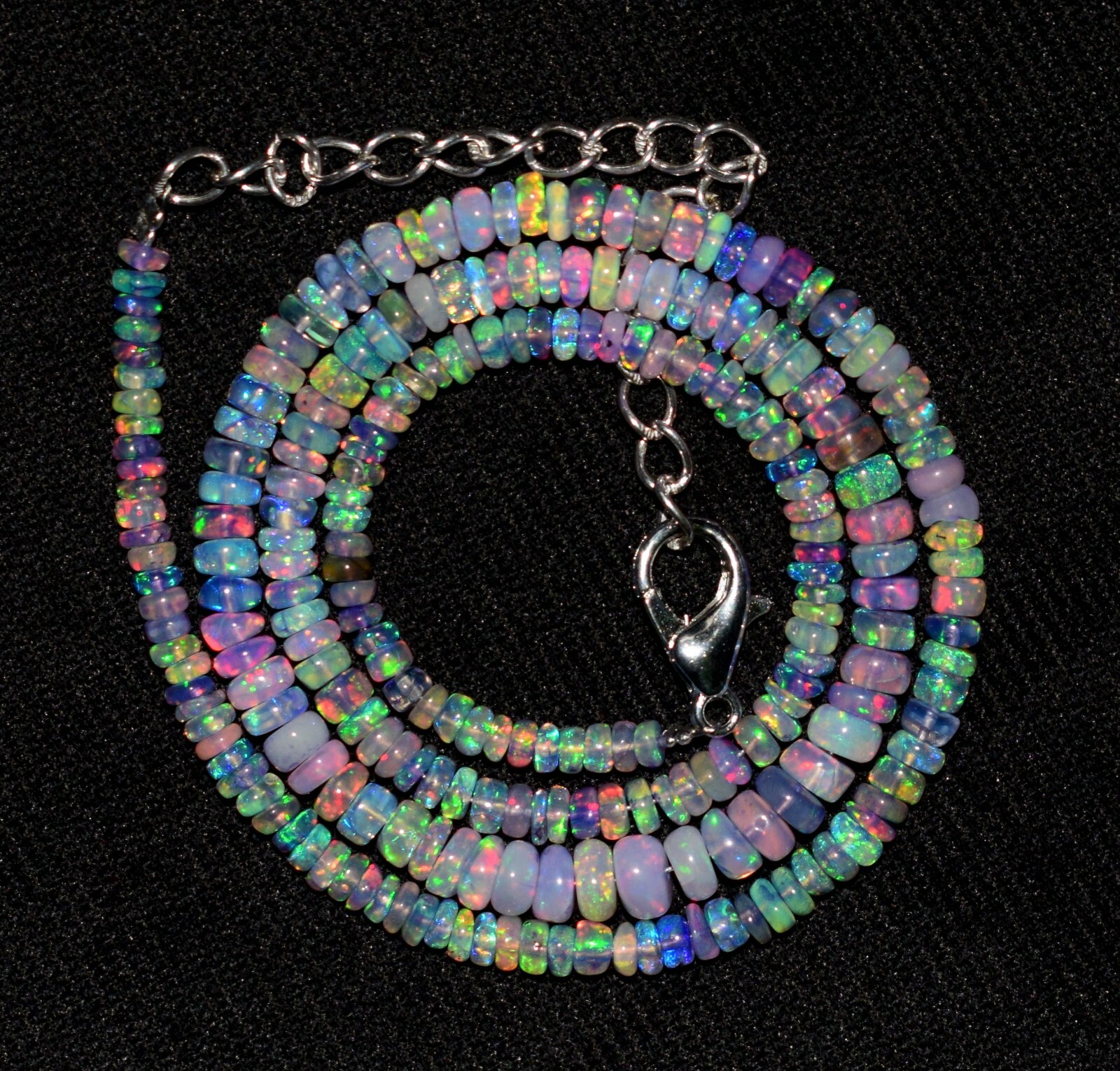 16″Natural Ethiopian Opal Wello Fire Opal Gemstone Bead Necklace 02