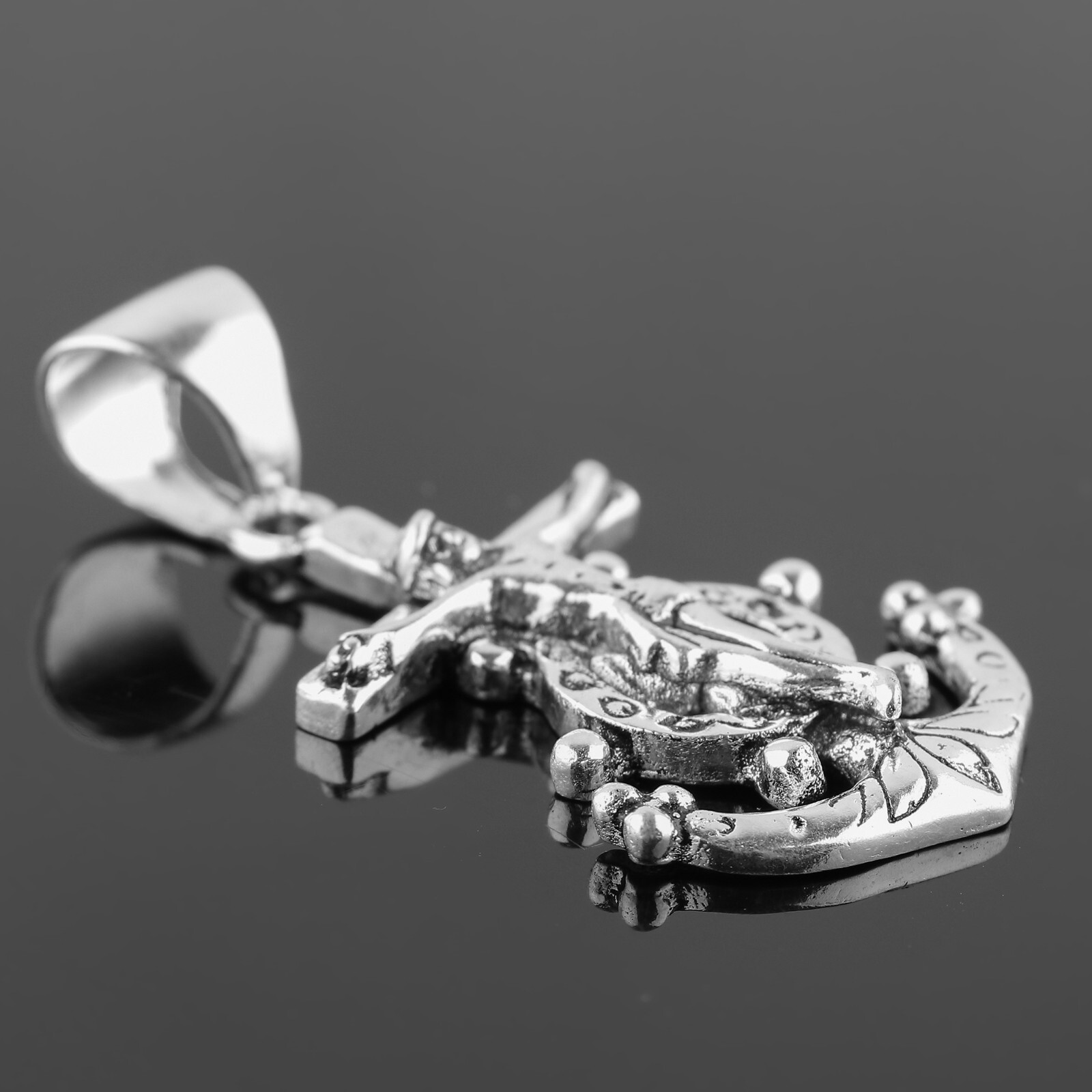 925 Sterling Silver Jewelry .Anchor Cross Silver Pendant Size ; 2 in.