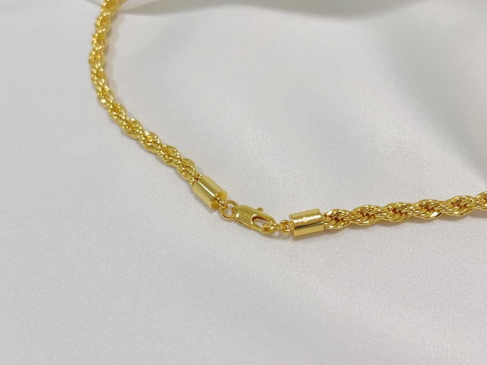 18K Yellow Gold Diamond Cut Rope Chain 5mm NecKlace Mens Womens 26″