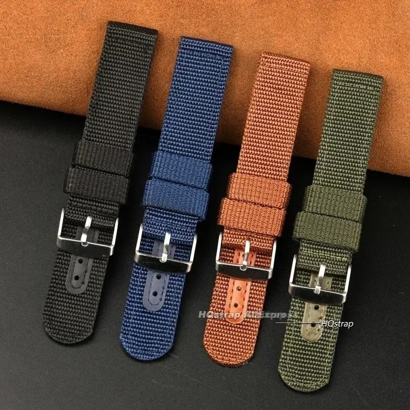 18mm 20mm 22mm 24mm Military Canvas Nylon Watch Band Strap Bracelet
