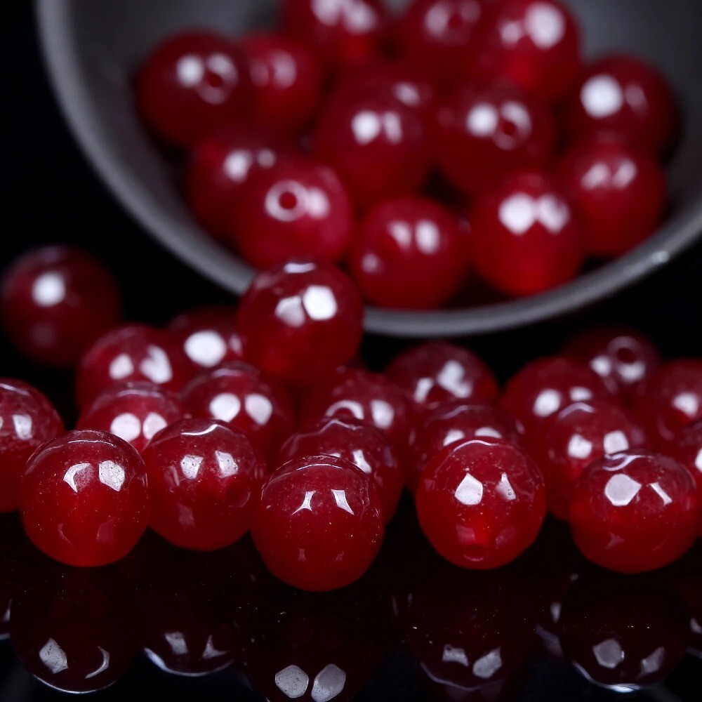 Natural Rare Red Jade and Green Jade Round Loose Beads Gemstone 4mm/6mm/8mm/10mm