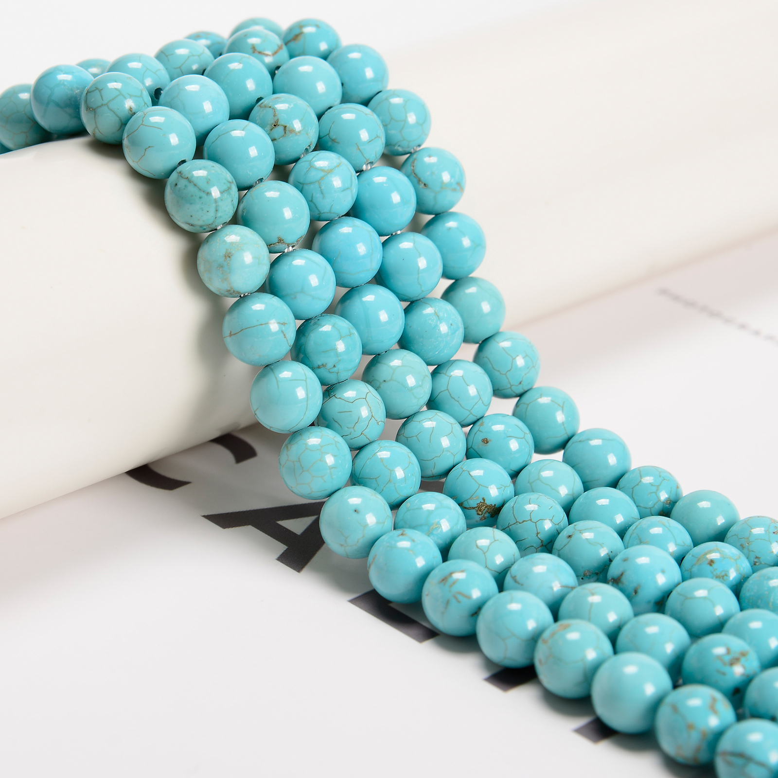 Blue Turquoise Smooth Round Beads 6mm 8mm 10mm 12mm 15.5″ Strand