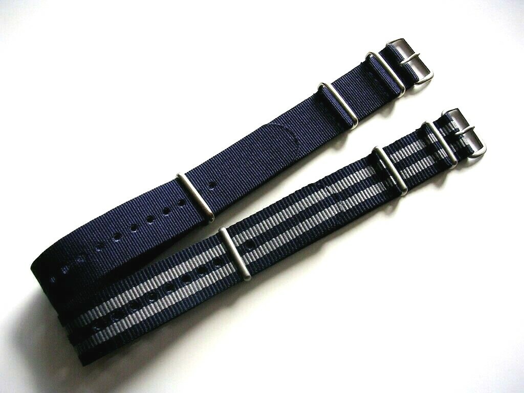 Blue-Grey NATO G10 Prem nylon watchband strap 2 pak Bond IW SUISSE 18 20 22 24mm