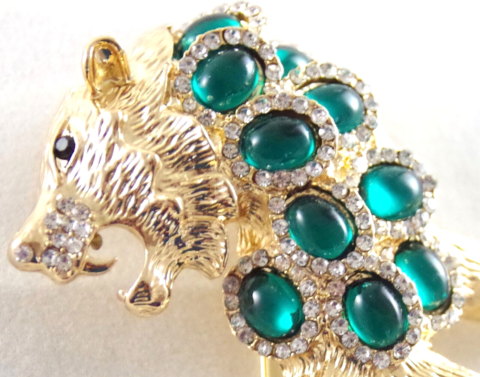 BIG 3″ NWOT UNSIGNED KENNETH JAY LANE STYLE RHINESTONE LION CAT PENDANT BROOCH