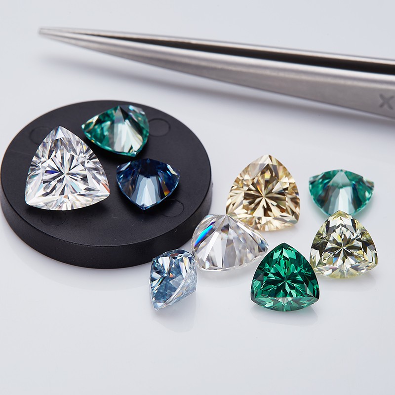 Colorful Rare Trillion Cut 0.1-5ct Moissanite Stone GRA VVS1 Jewelry Making