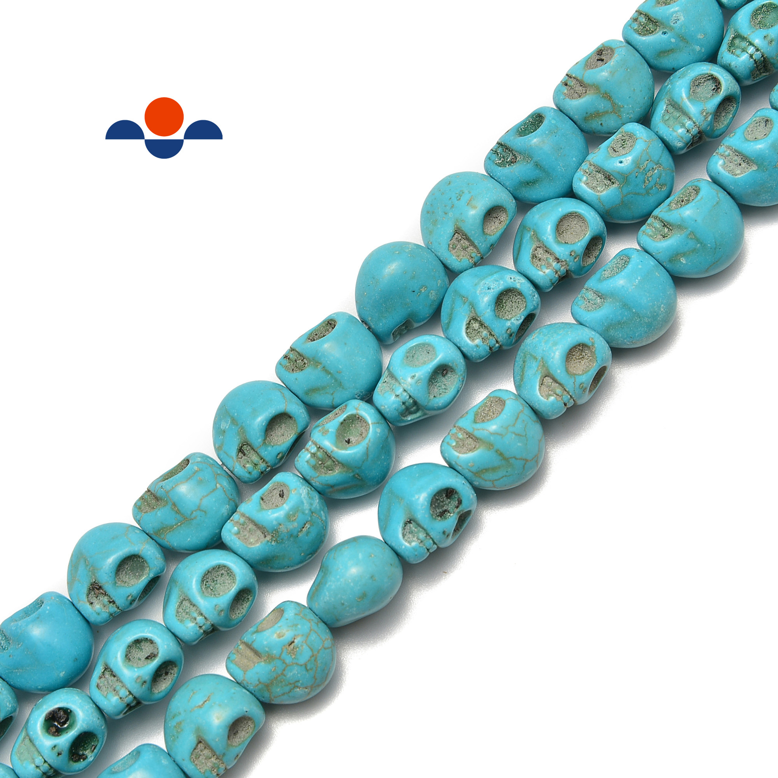 Blue Howlite Turquoise Skull Beads 6x8mm 8x10mm 10x12mm 18x20mm 15.5″ Strand