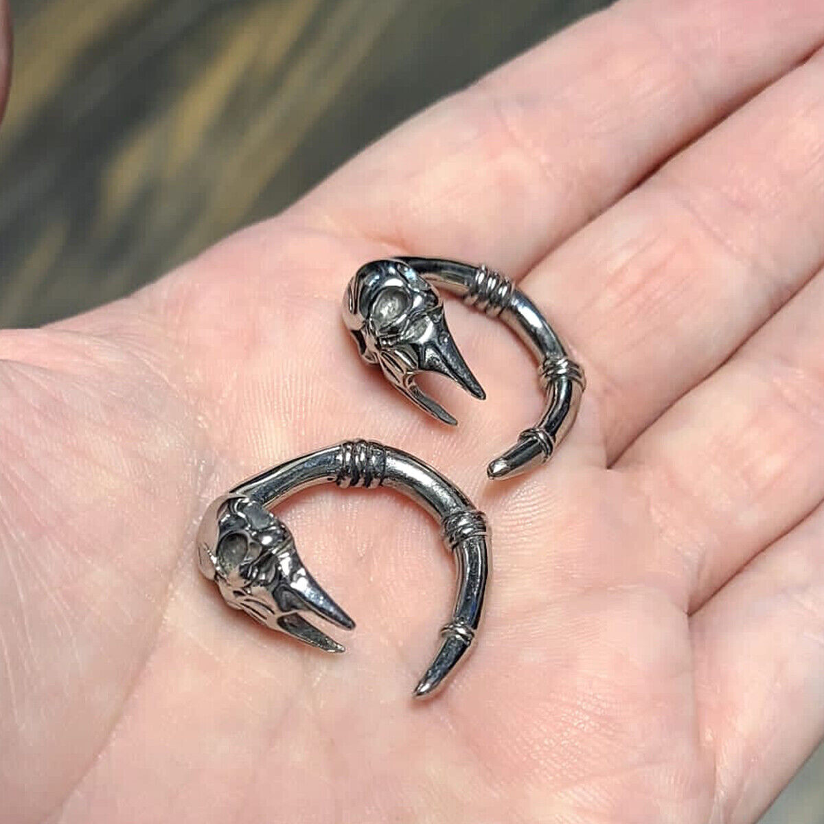 Pair of Ear Tapers With Skull Design Made Surgical Steel 8g – Sold as a pair