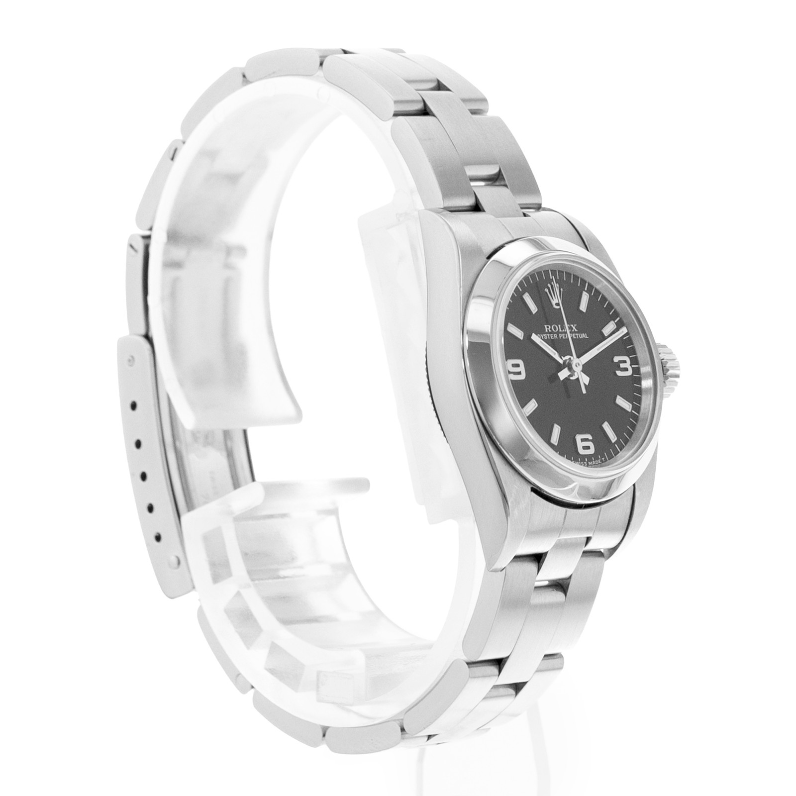 Rolex Oyster Perpetual 24 67180 Black Arabic Dial Steel Automatic Ladies Watch