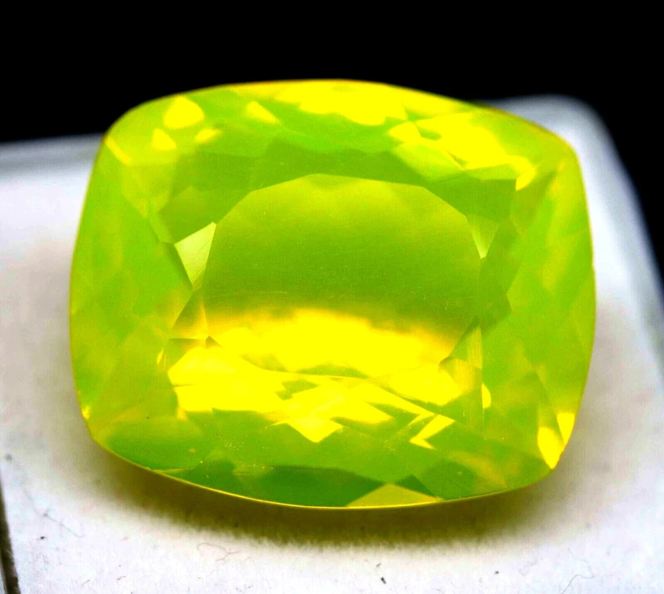 110.10 Carat Certified Neon Yellow Fire Opal Cushion Cut Flawless Loose Gemstone