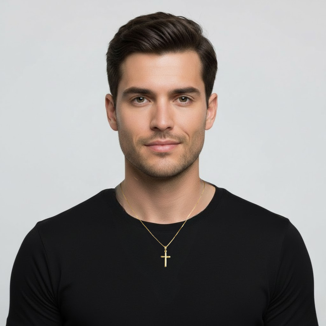 10K Real Gold Cross Pendant, 19mm/0.74 Inches Small 10k Gold Cross Charm- C1344