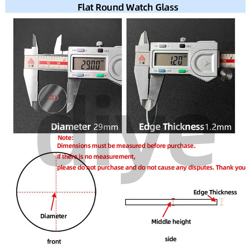 0.8mm 1.0mm 1.2mm 1.5mm Thick 13mm-45mm Flat Sapphire Watch Glass Round Crystal