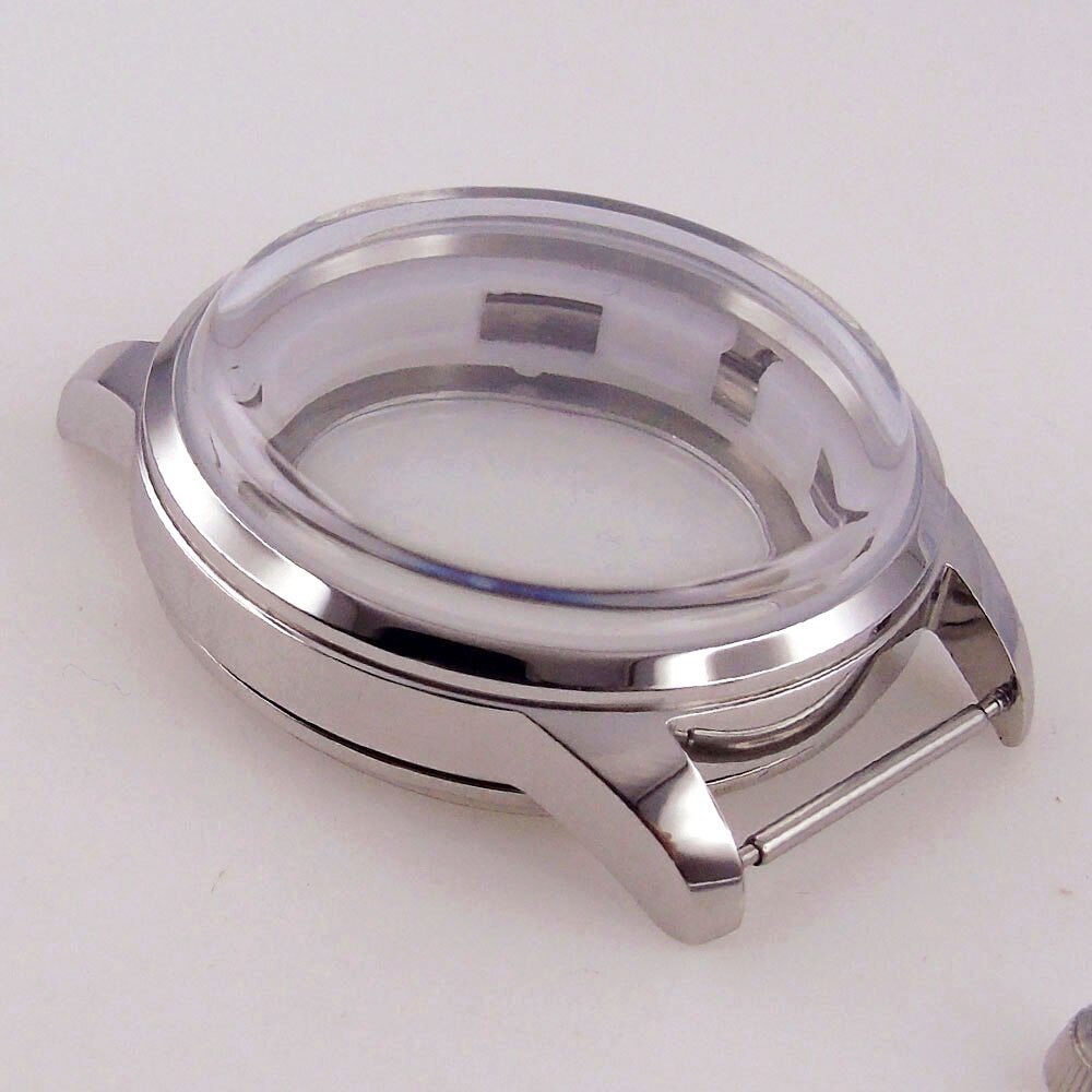 40mm Polish Silver Watch Case Bracelet Fit NH35 NH36 NH38 Black White 35mm Dial