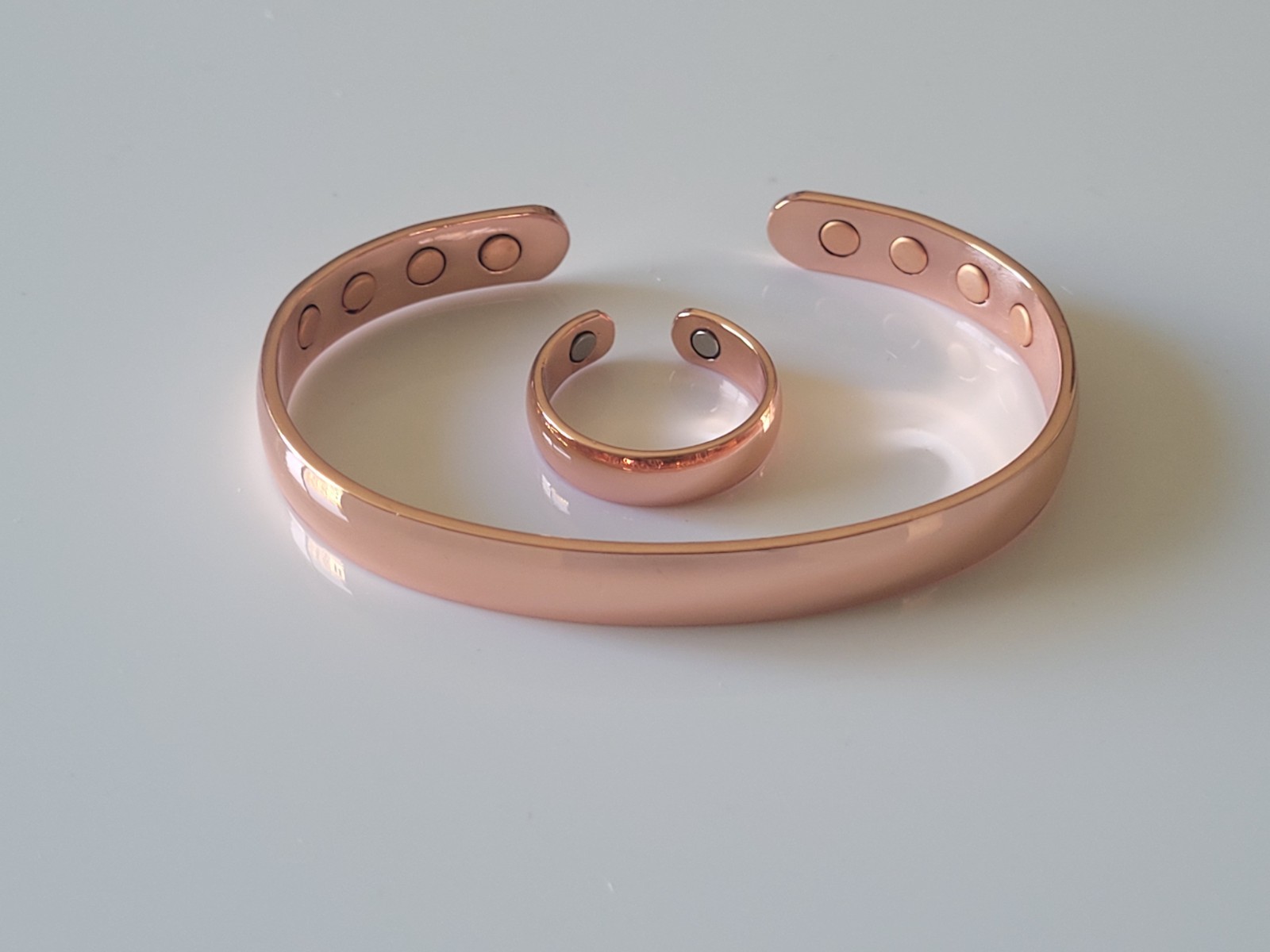 Pure Copper Magnetic Bracelet Ring Set – Arthritis Pain Therapy Dome Cuff Ring