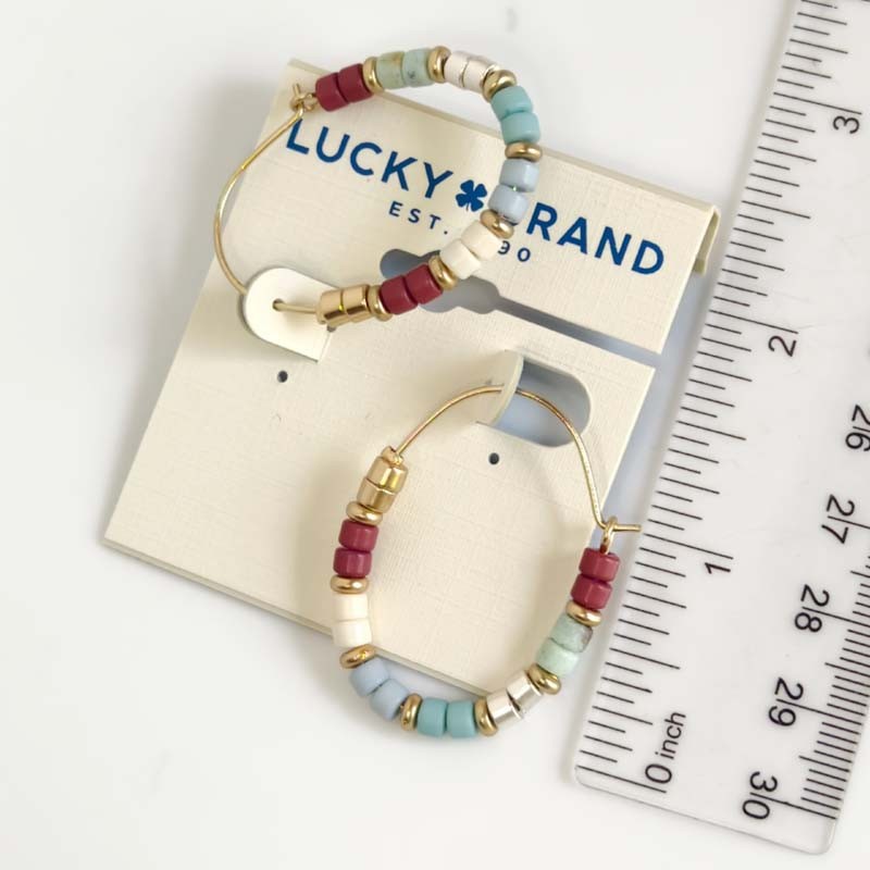 New Lucky Brand Boho Beads Hoop Earrings Gift Chic Women Party Vacation Jewelry