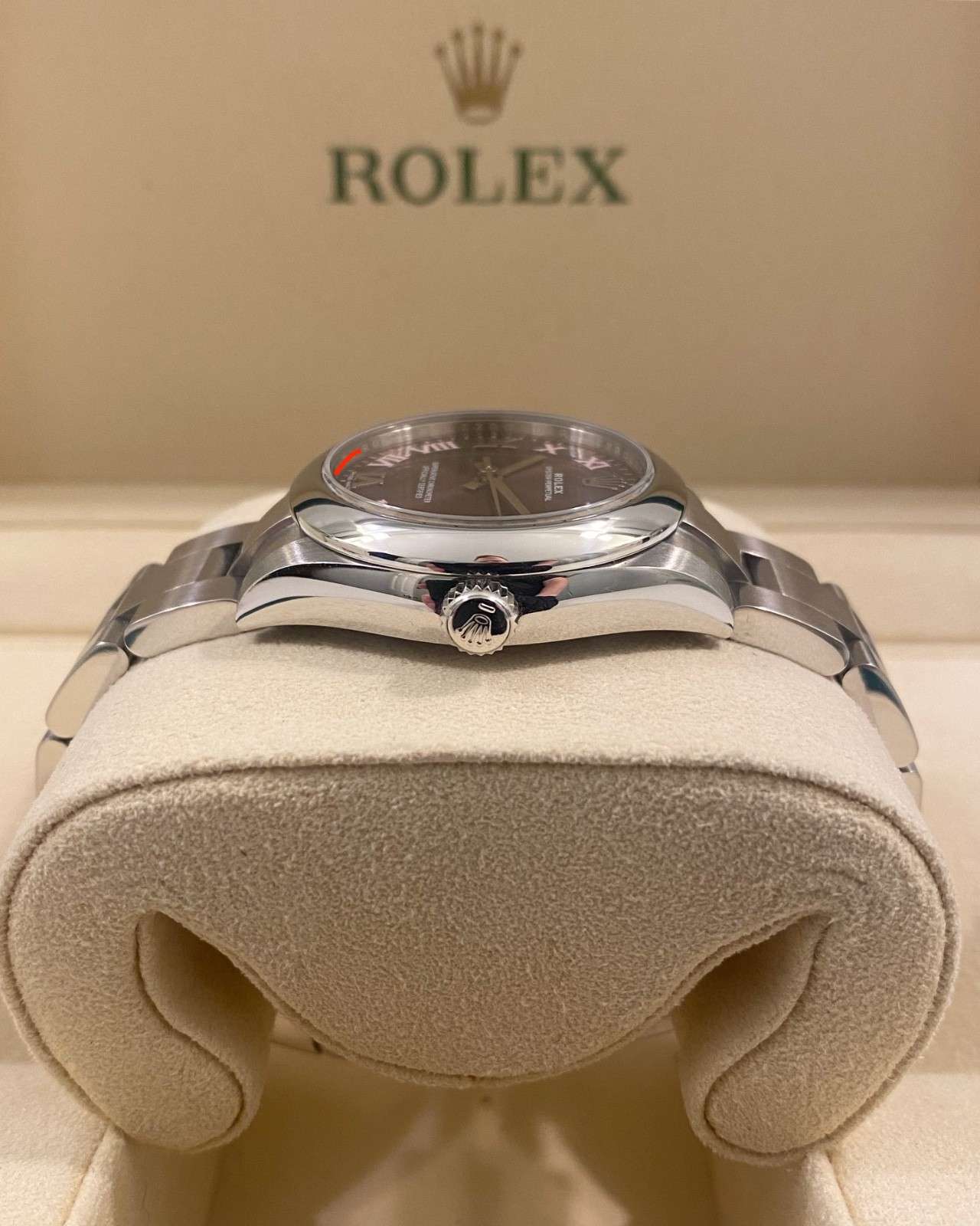 2017 Rolex 177200 Oyster Perpetual 31mm Purple Roman Grape Dial Box and Papers