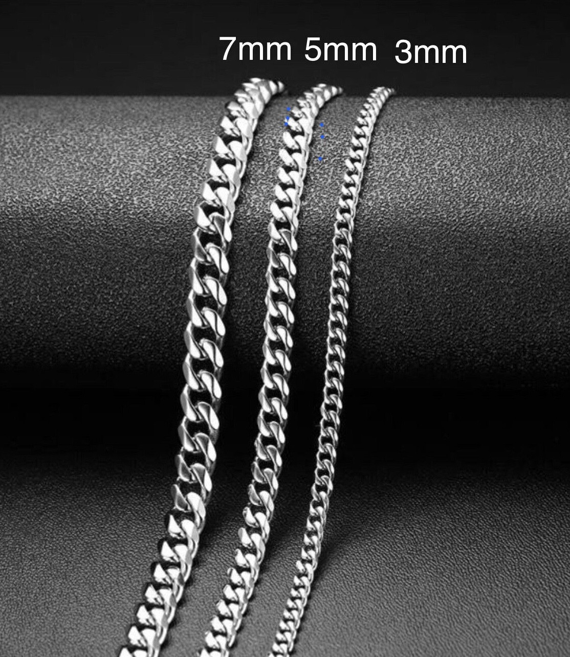 16-34″ Stainless Steel Silver Chain Cuban Curb Mens Men Womens Necklace 3-11 mm