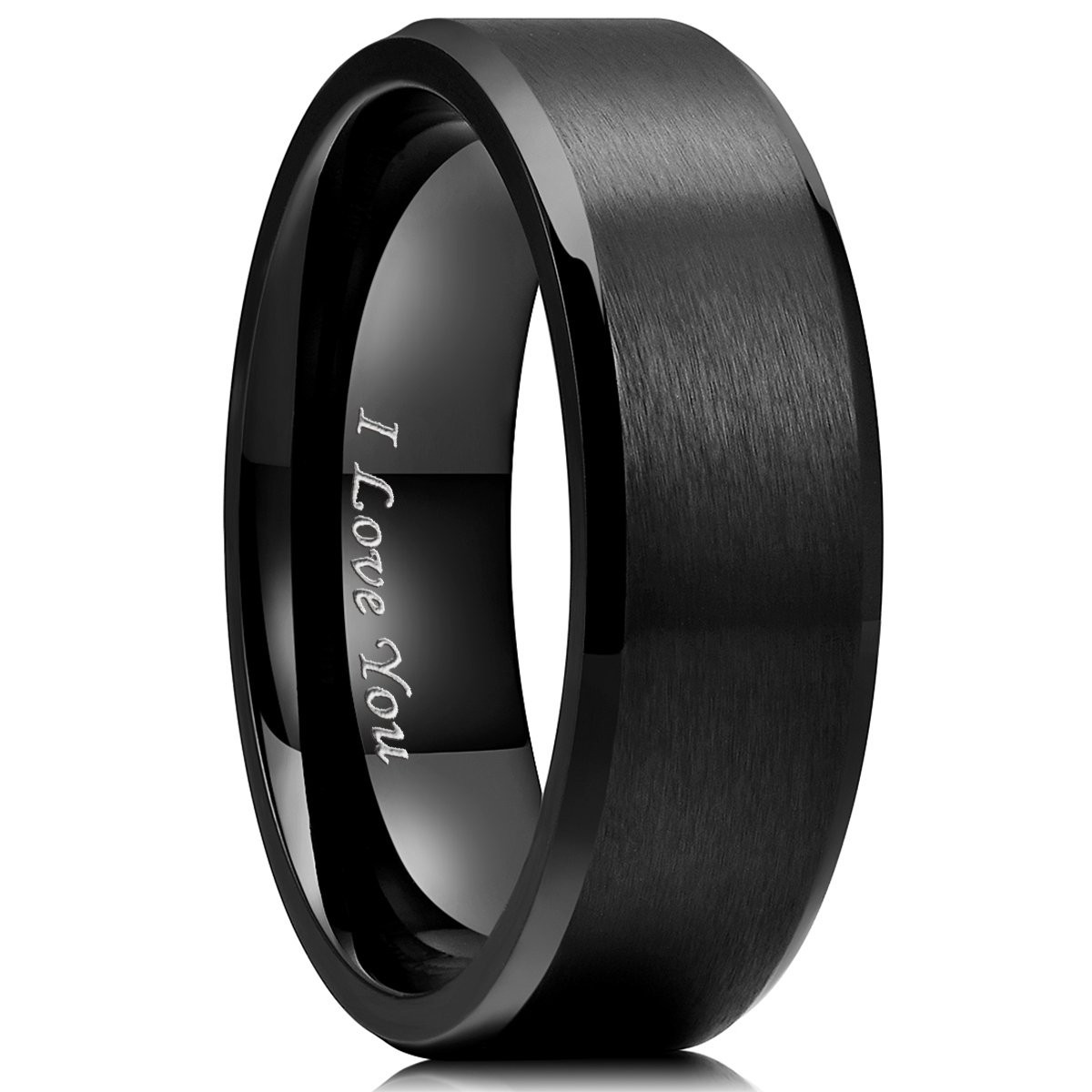 Stainless Steel Wedding Ring for Men & Women, 2mm-8mm Comfort Fit Band, I Love Y