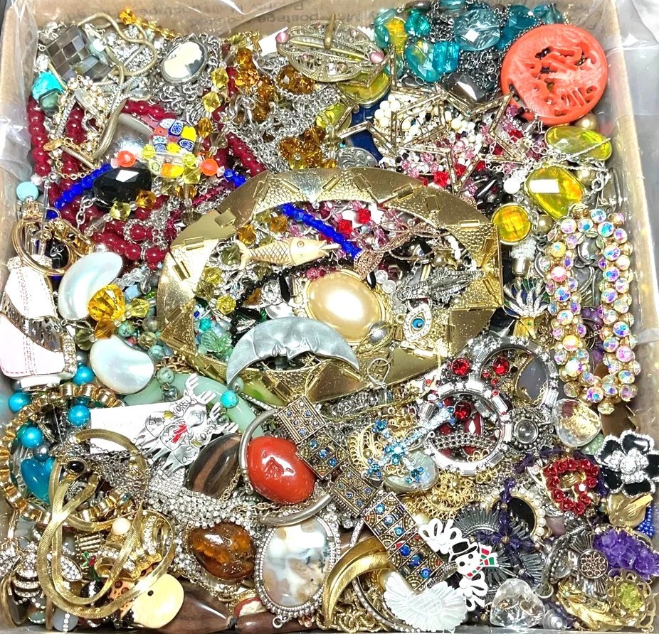 Jewelry Lot 3 Pounds Untested Huge Lot VTG to New Junk & Wear Resell Tangled In