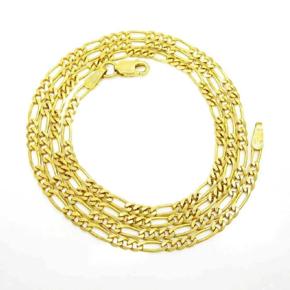 Mens Womens 14K Yellow Gold Classic Figaro Chain Necklace 2MM 16″- 22″
