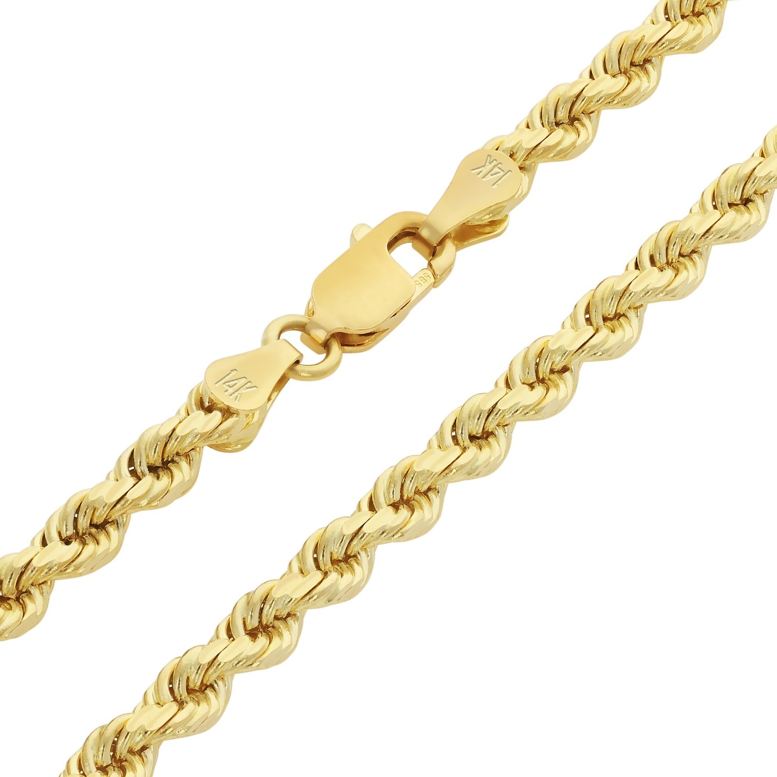 14K Yellow Gold 2.5mm Diamond Cut Rope Chain Link Bracelet Mens Womens 7″ 8″ 9″