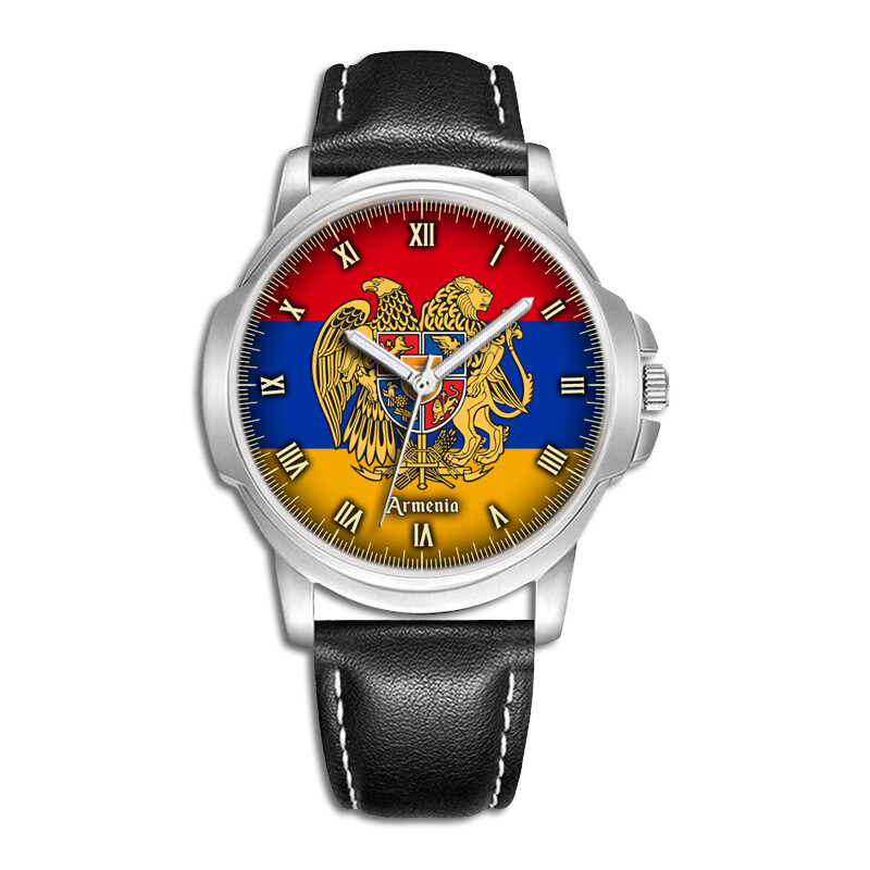 ARMENIA ARMENIAN FLAG EAGLE GENTS MEN’S WRIST WATCH BIRTHDAY GIFT ENGRAVING