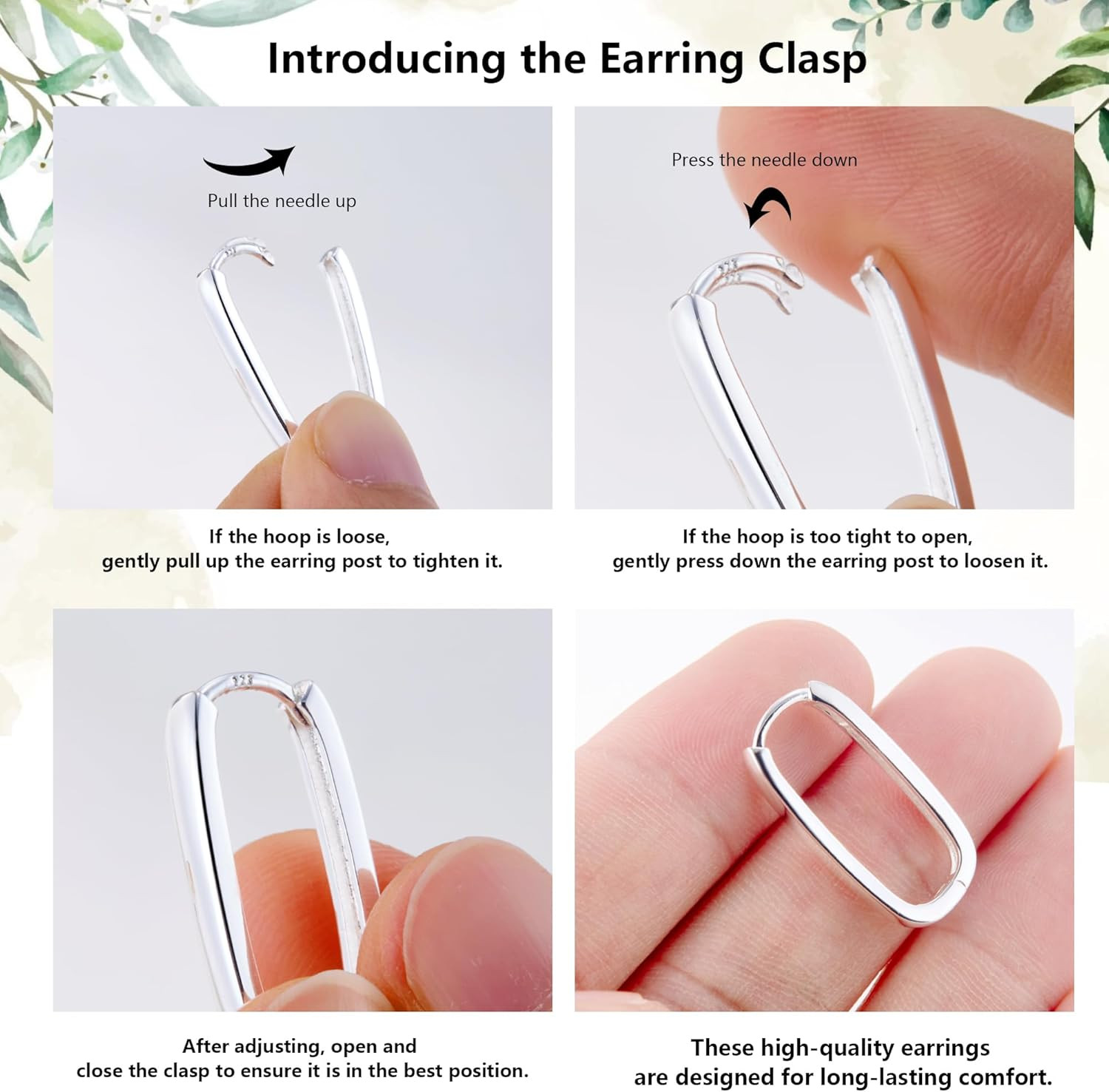 Silver Hoop Earrings for Women Trendy Rectangle Gold Hoop Earrings U Shape | Geo