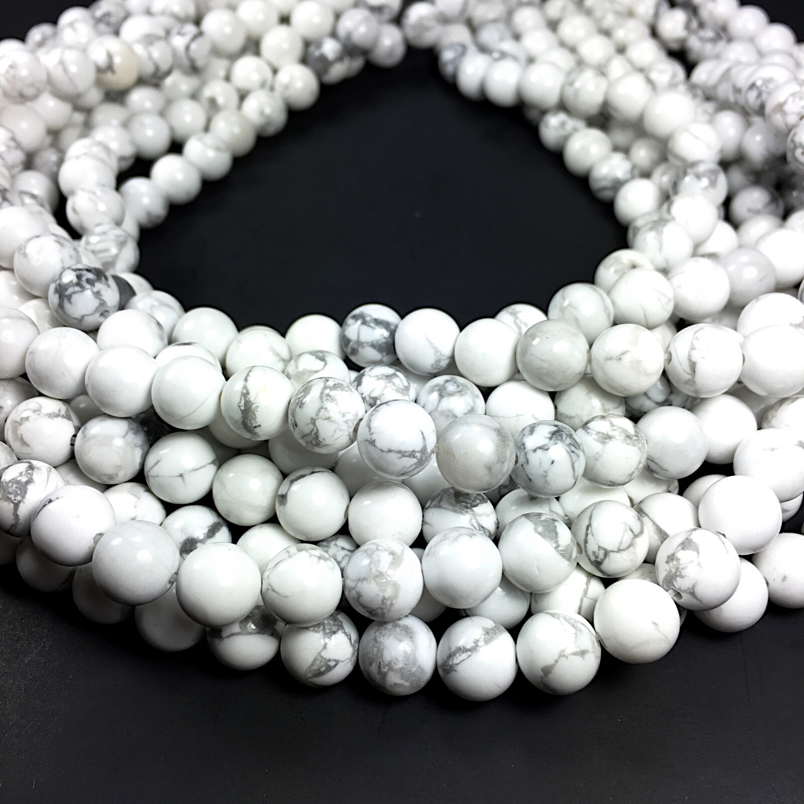 Natural White Howlite Beads Round Jewelry Making 4mm 6mm 8mm 10mm 12mm Strand