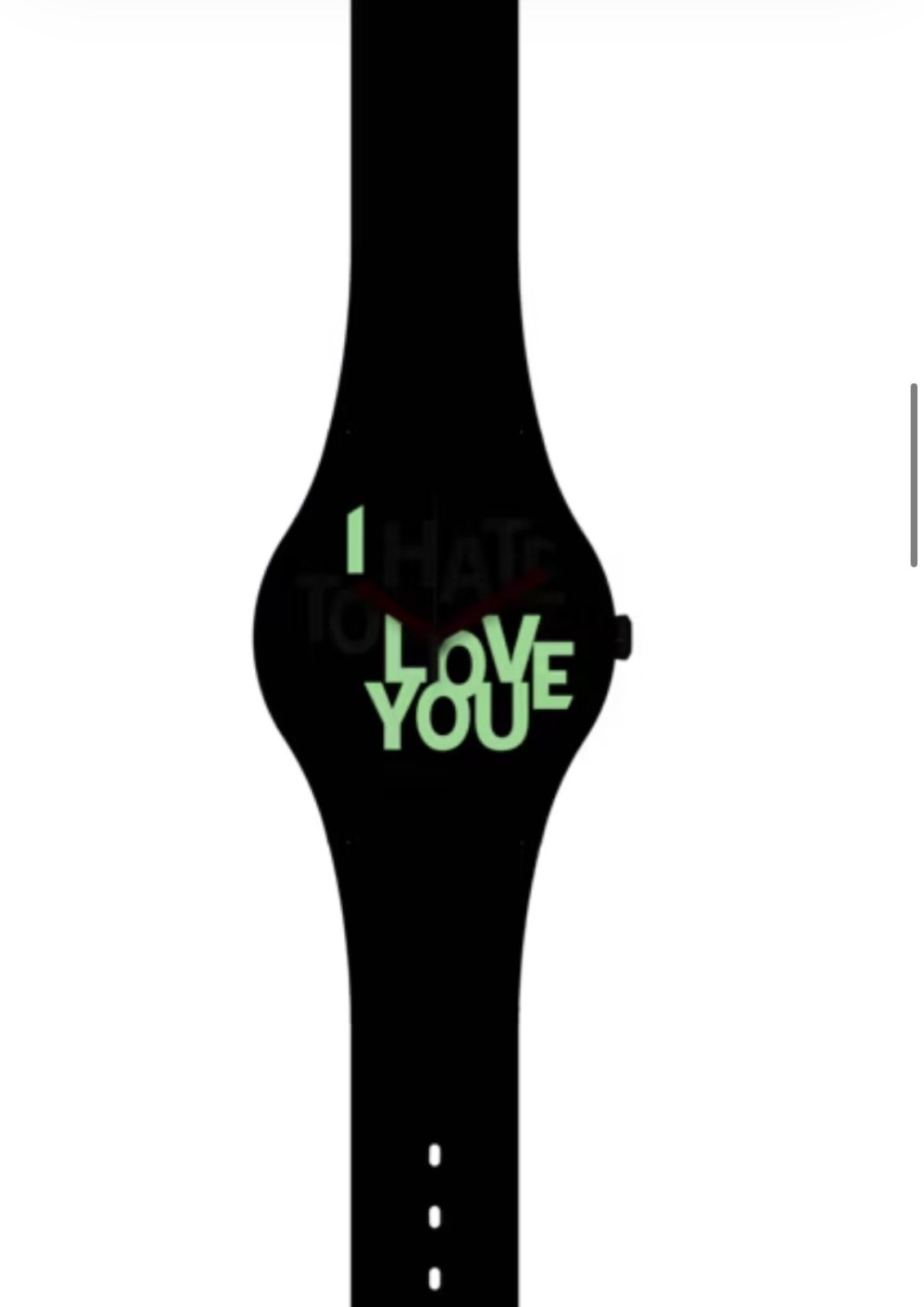 Rare Swiss Swatch Originals Hate 2 Love Black Silicone Watch 41mm SUOB185