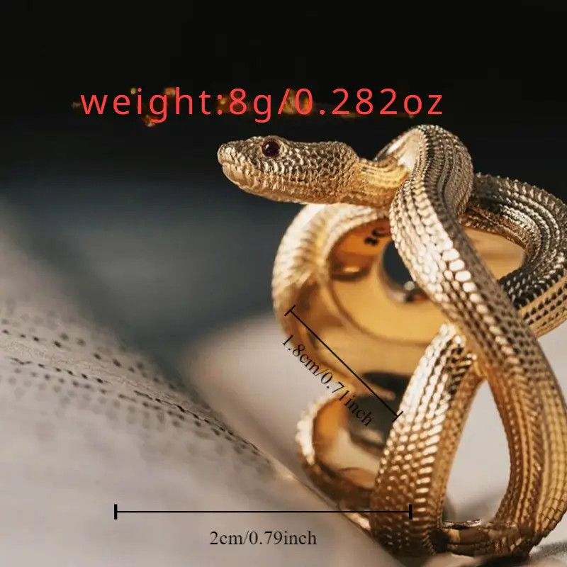 Snake Python Open Ring Jewelry Predator Animal Reptile Adjustable Resizable