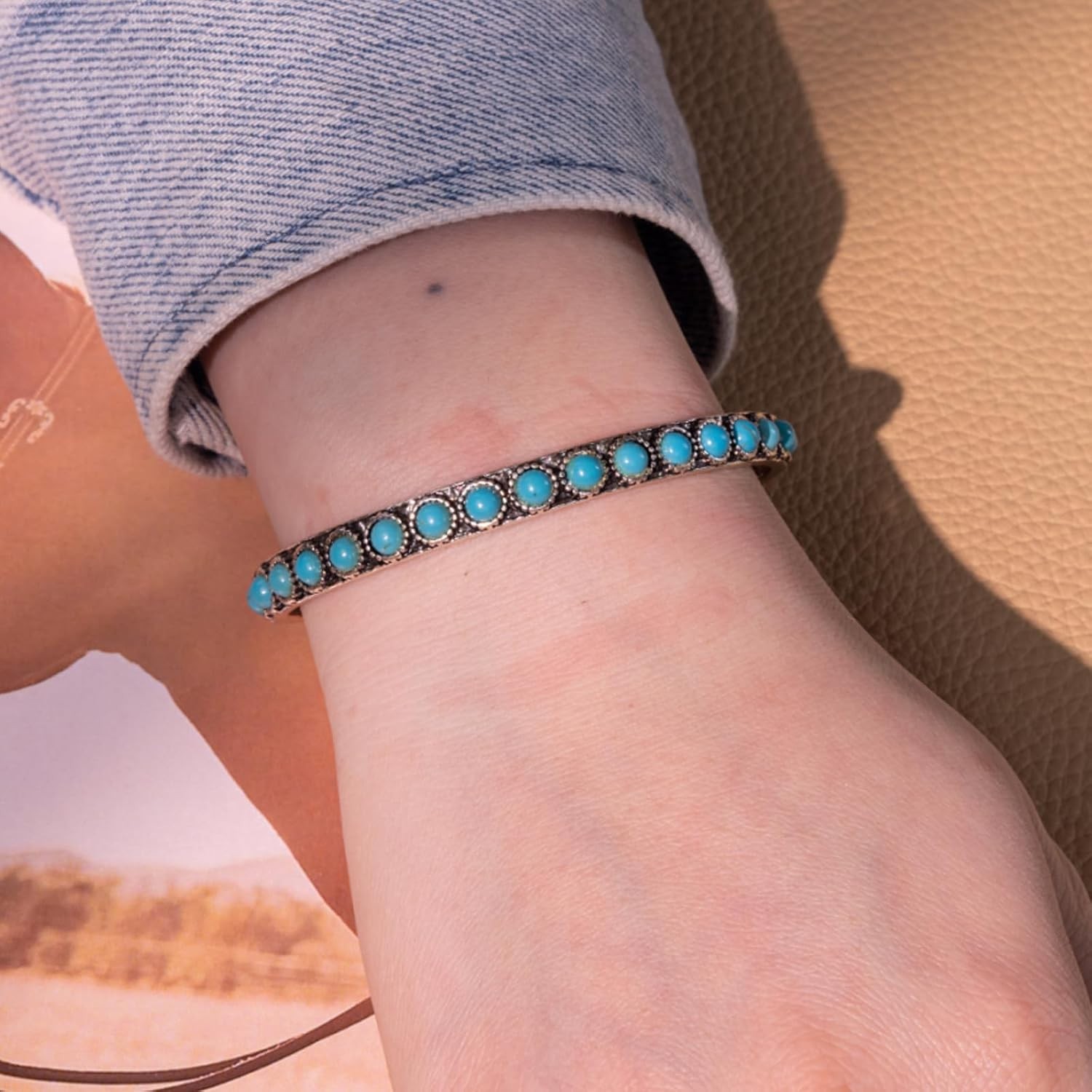 Turquoise Cuff Bracelet for Women Medium 7.87 Inches