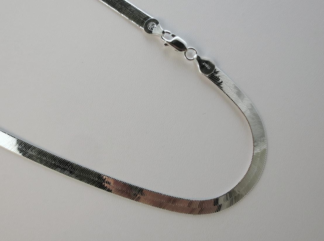 5.5mm Sterling Silver Herringbone Necklace .925 Italian, 7,8,16,18,20,22,24,30″
