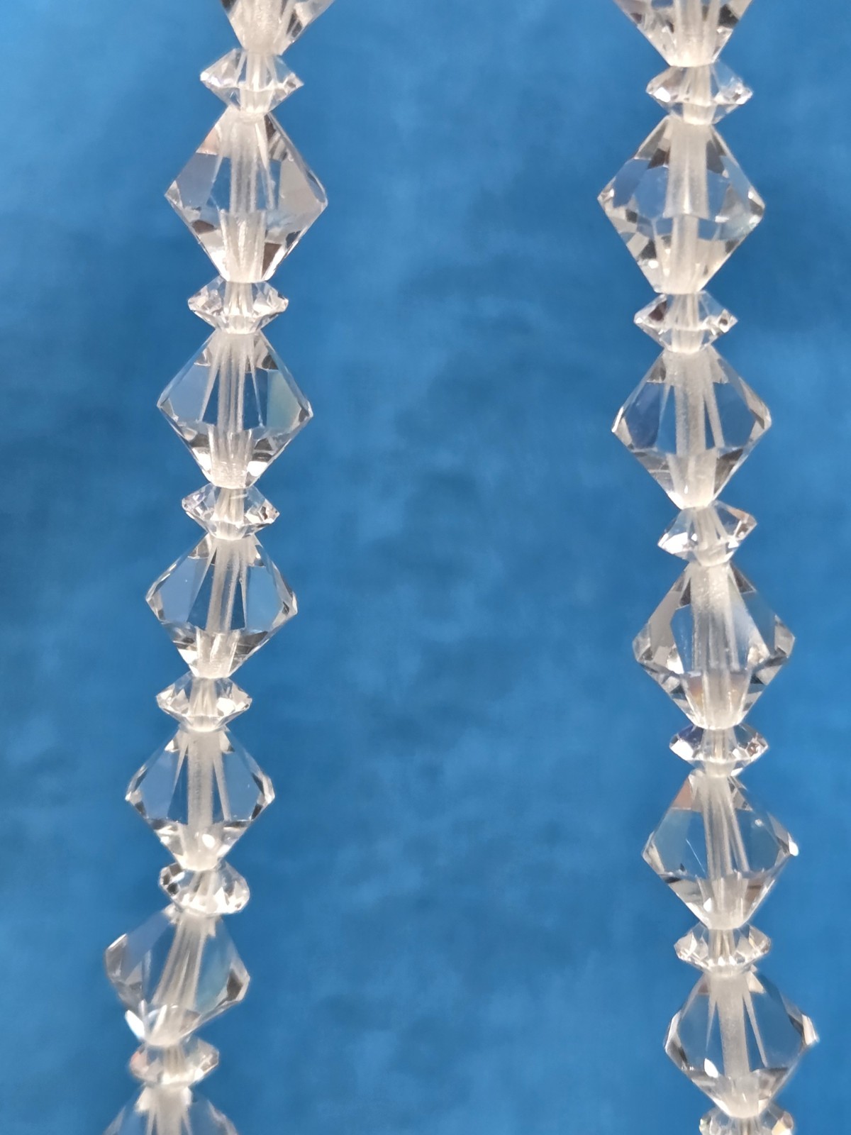 Clear BiCone Crystal Beaded Necklace Vintage 17 Inches Sparkly Faceted Hook