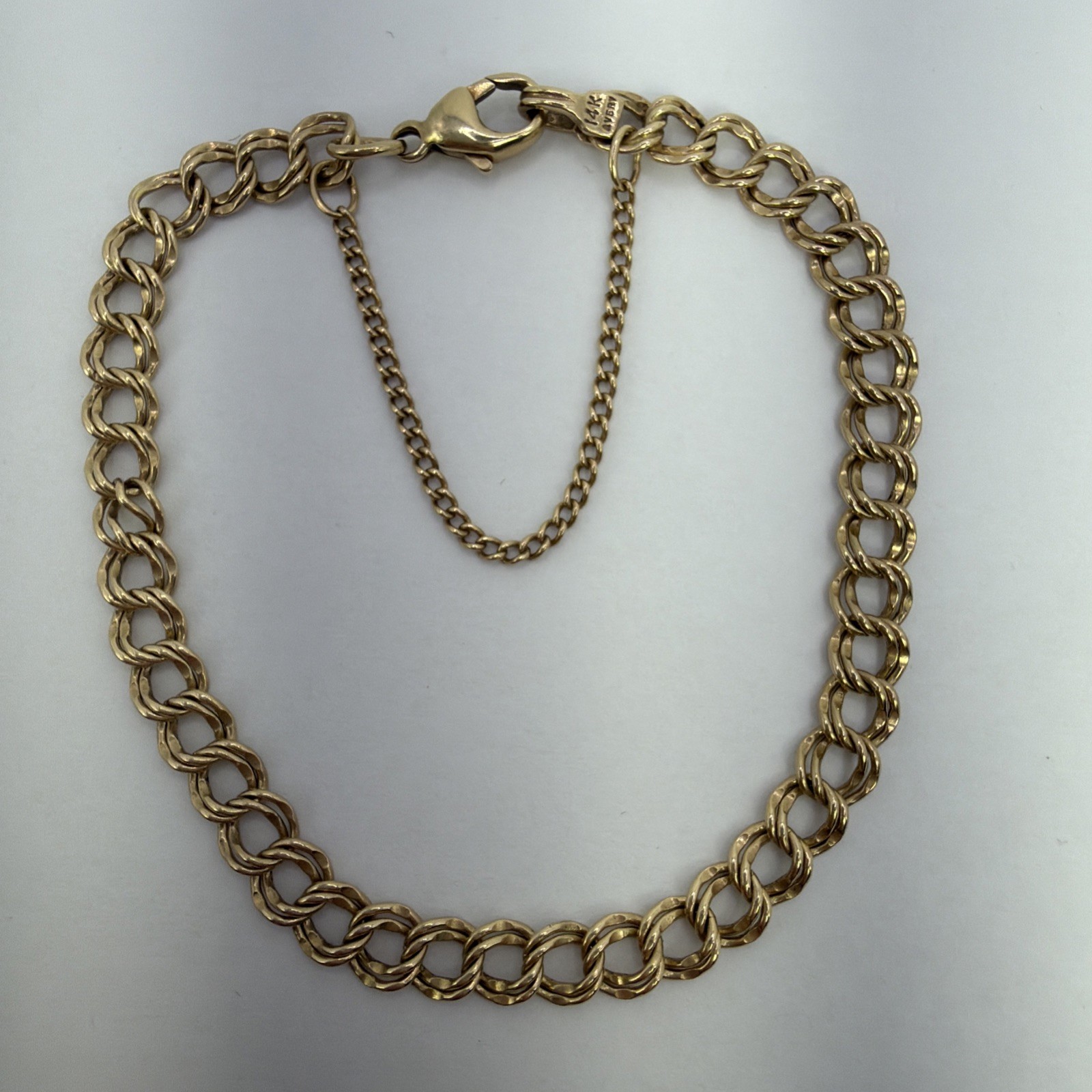 James Avery 14k Yellow Gold Double Curb Link Charm Bracelet 7.25” ~ 7.4g