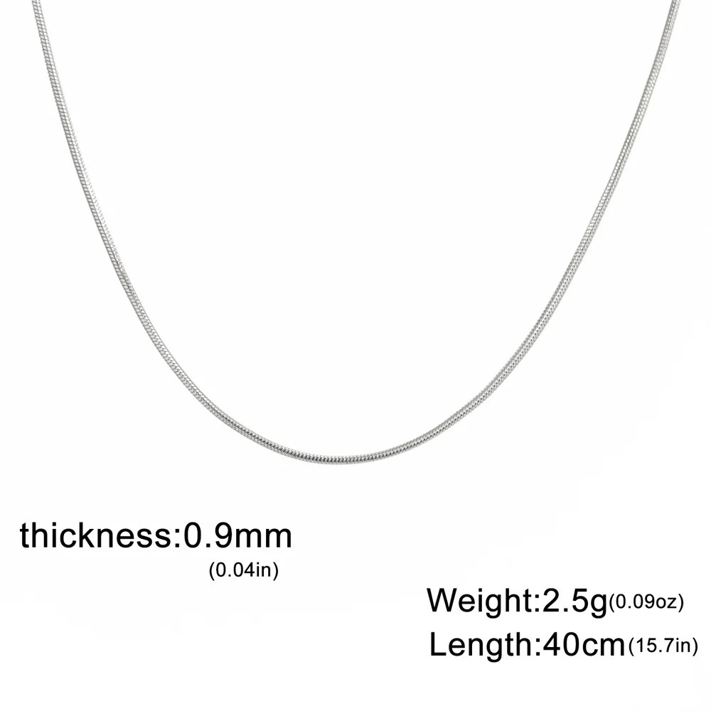 Snake Chain Necklace Stainless Steel 0.9mm 1.2mm 2mm 40-60cm Women Jewelry