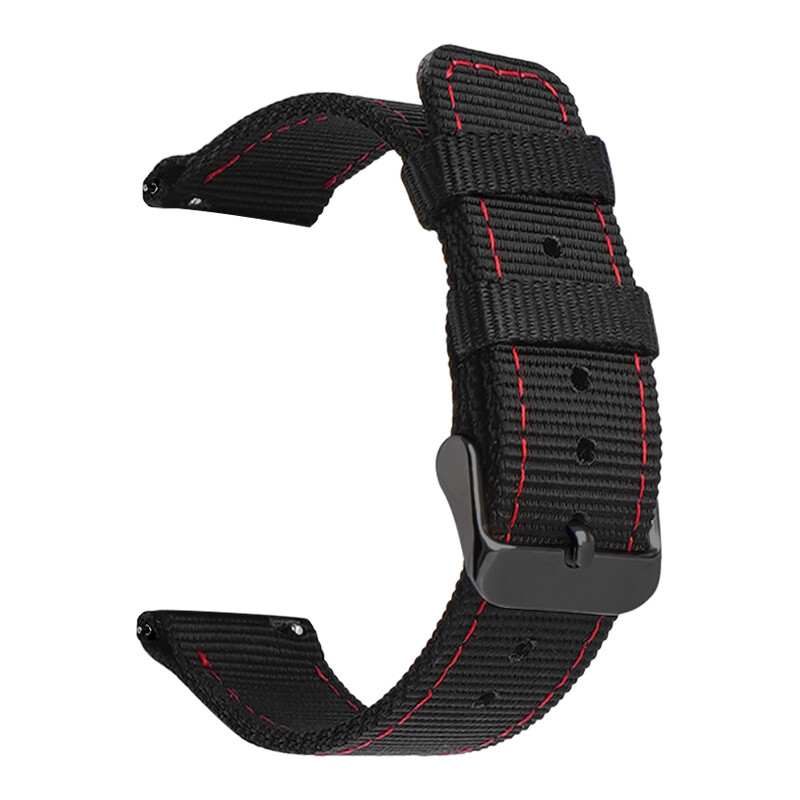 Stitching Black Nylon Strap Canvas Fabric Watch Band 20 22 18 24mm Generic Belt