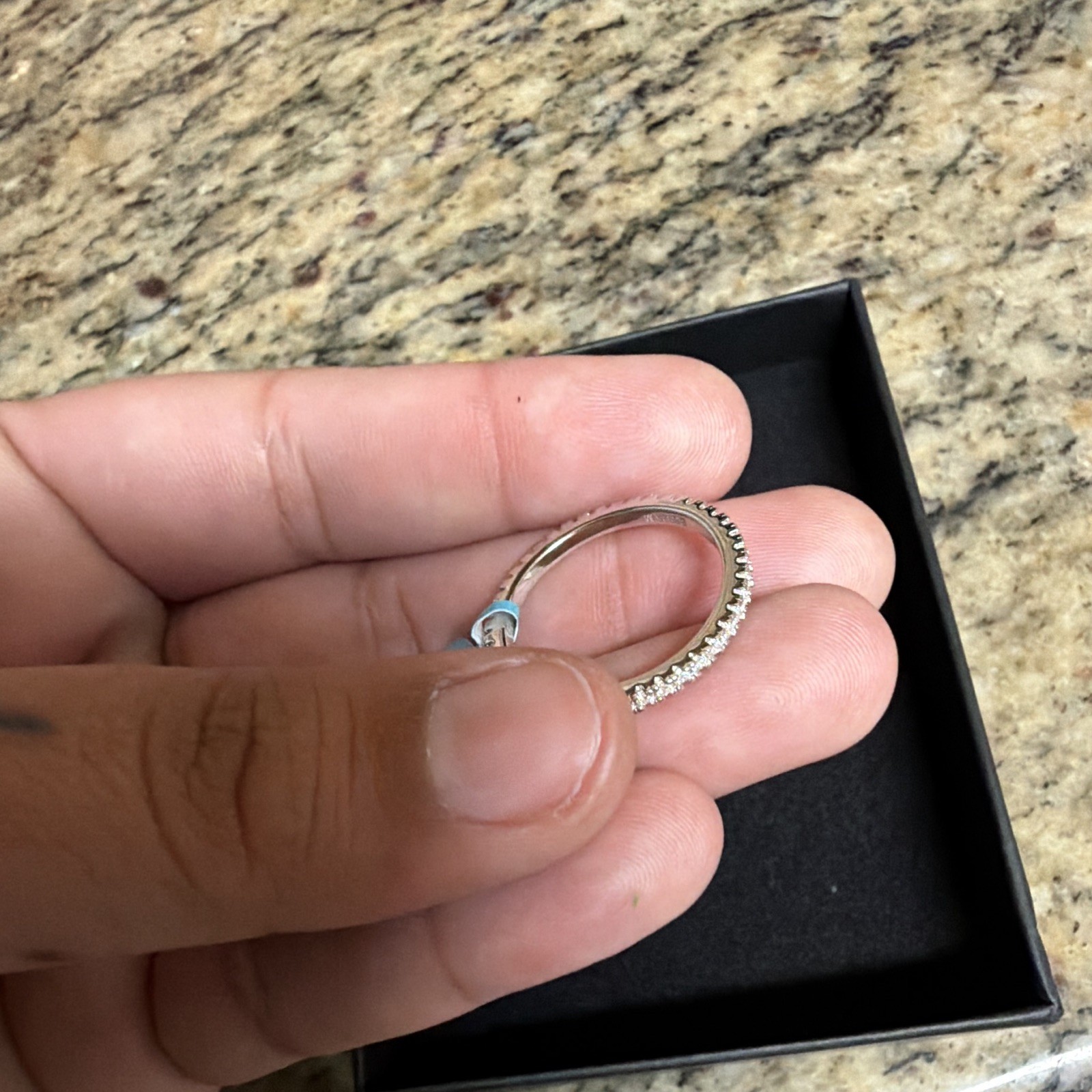 925 Sterling Silver Moissanite Band Ring Size 9, White/Colorless, 0.62 ctw