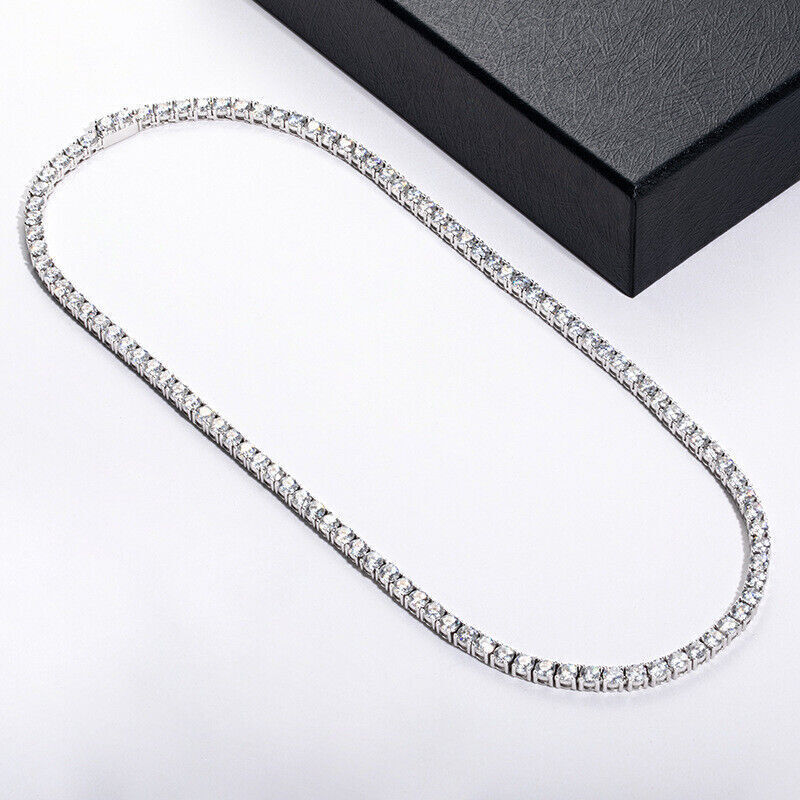 3mm 4mm 5mm MOISSANITE Tennis Chain Necklace 925 Sterling Silver Passes Tester