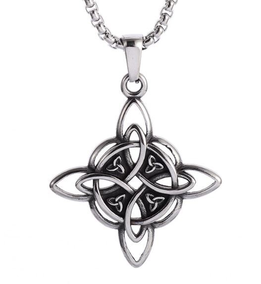 New Silver Witch’s Irish Protection Triquetra Trinity Knot Pendant Necklace