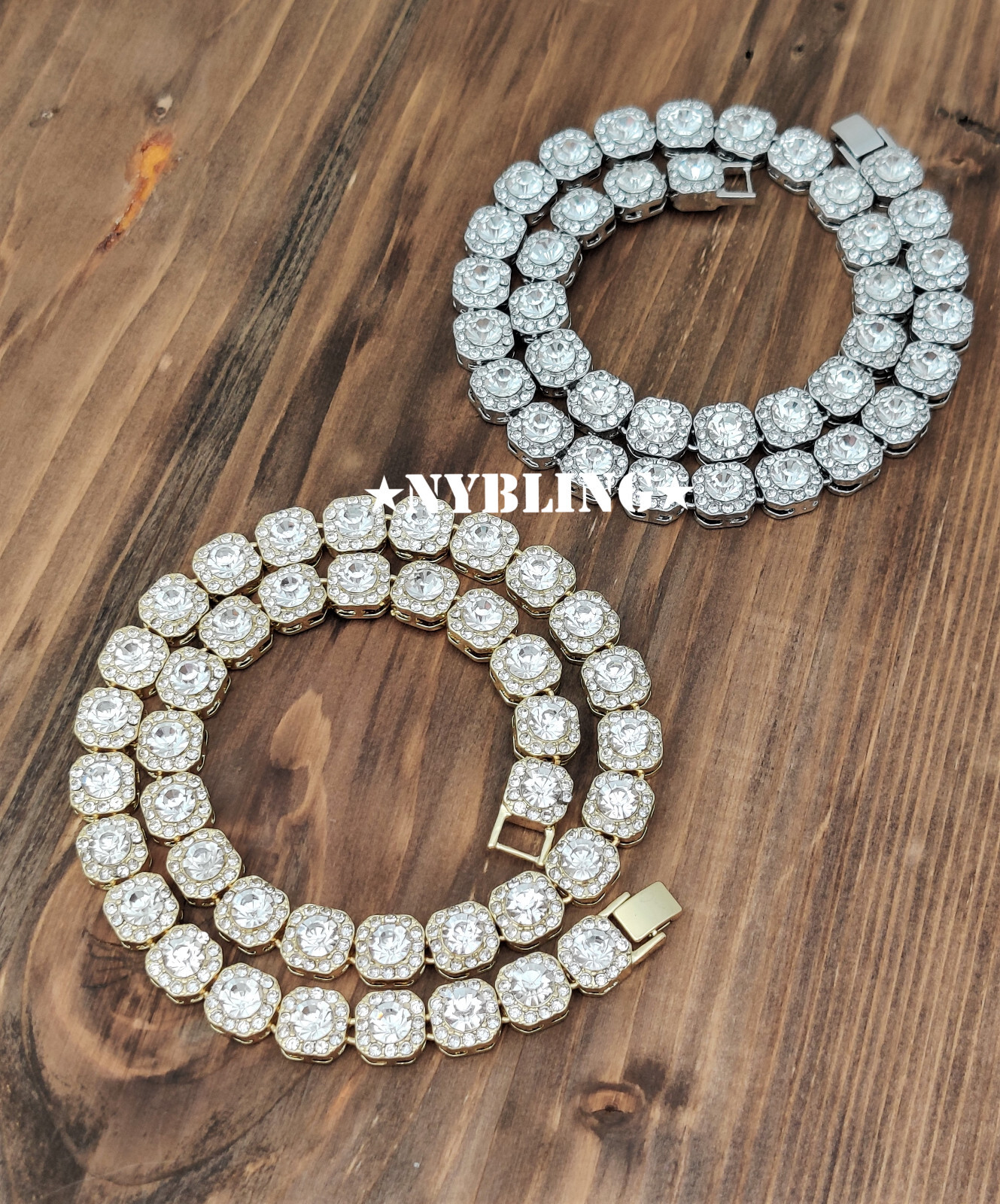 Iced Baguette Cluster Tennis Chain Necklace Plated CZ Fashion Hip Hop Jewelry