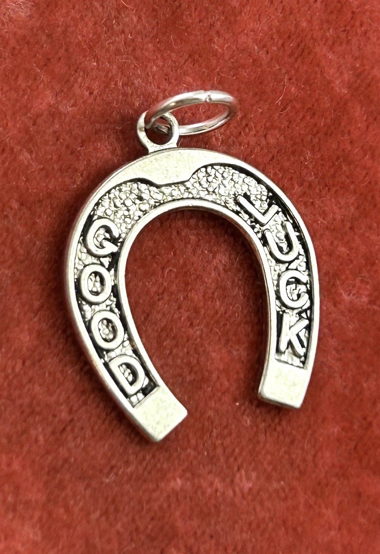 Horseshoe Lucky Charm Good Luck Charm Pendant Antiqued Silver Plated Jewelry