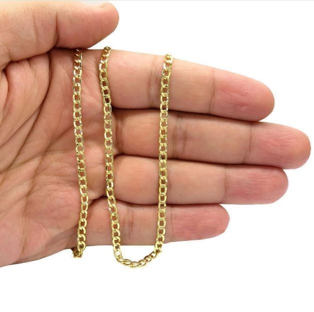 Real 10K Yellow Gold Cuban Link Bracelet 2MM Chain Men Women 7 8 Inch